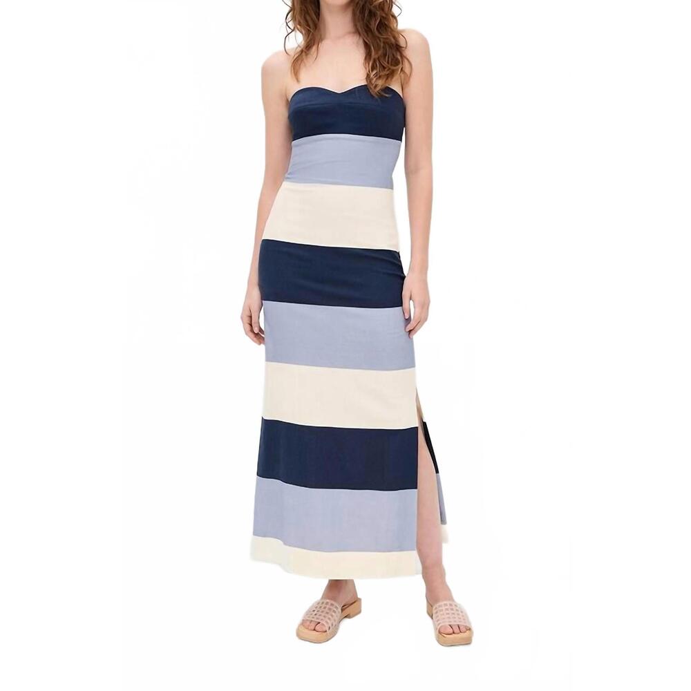 NEW ANDRES OTALORA sono veri strapless dress in maxi blue stripes